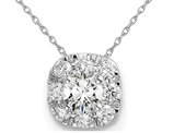 1/4 Carat (ctw H-I, SI1-SI2) Lab-Grown Diamond Solitaire Halo Pendant Necklace in 14K White Gold with Chain